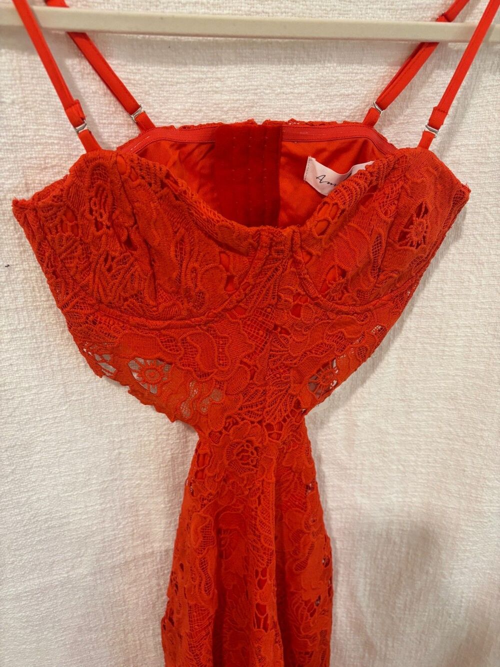 Amable by Mable Red Lace Cutout Dress Wedding Summer Cocktail Party Elegant - Picture 5 of 6